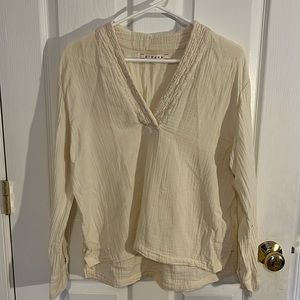 Xirena cream cotton long sleeve shirt